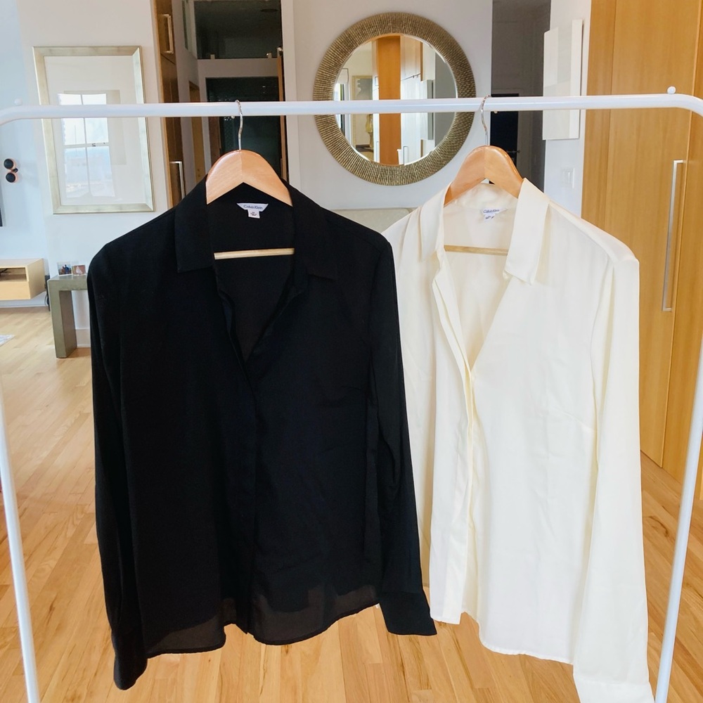 Calvin Klein Black and White Button-Up Shirts